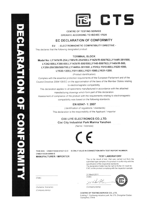 CE certificate - free screw type